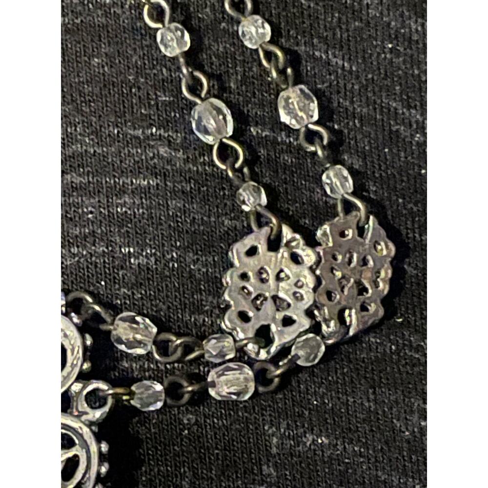 Victorian Crystal & Rhinestone Double Pendant Necklace - Picture 12 of 14